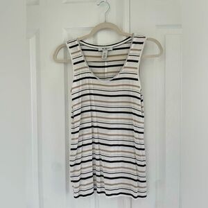 White, black, cream long tank